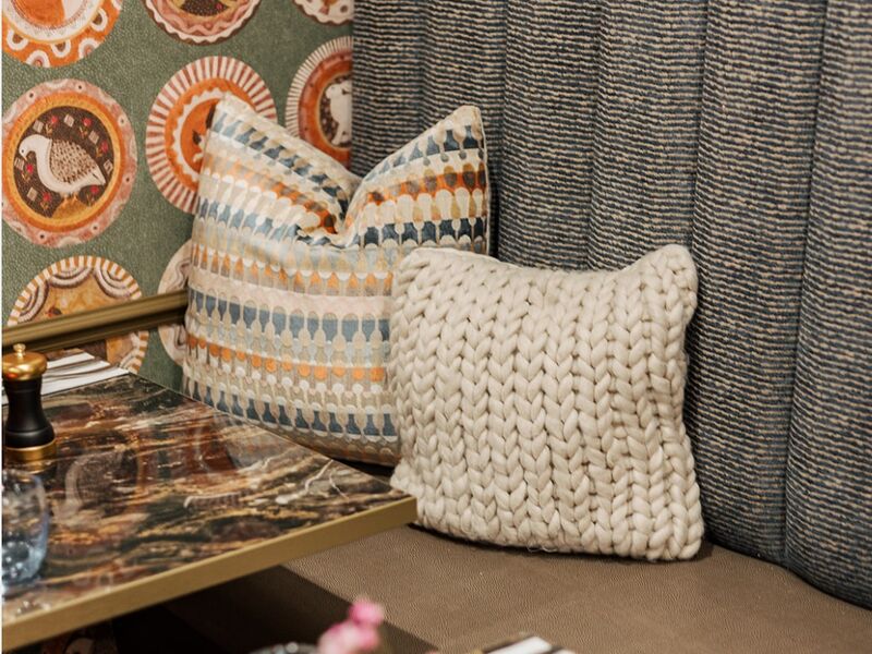 Eclectic Banquette — Mixed Patterns and Textures