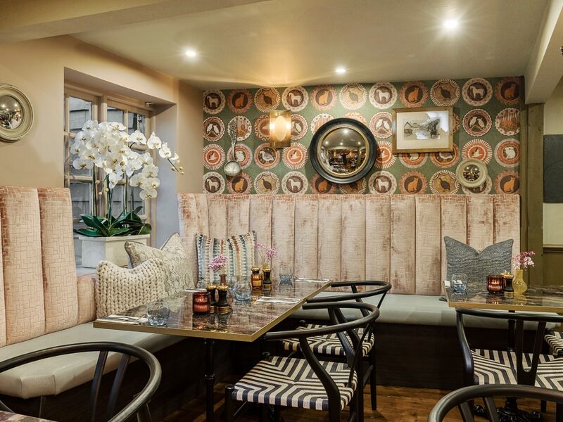 Full Pub Reupholstery — Mixed Pattern Banquettes