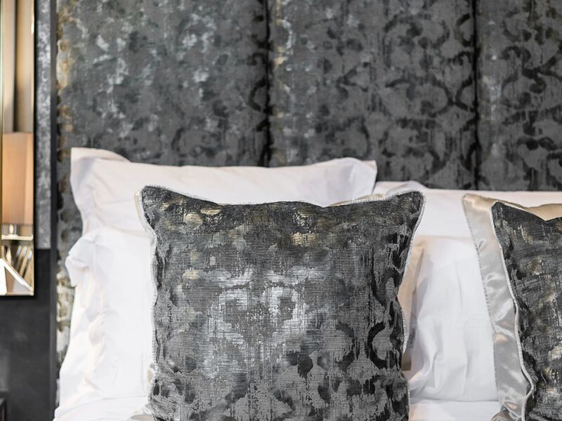 Headboard Upholstery — Charcoal Textured Fabric