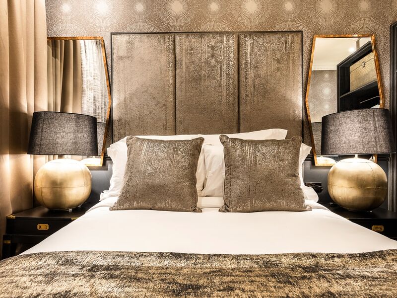 Bespoke Headboard — Gold Metallic Upholstery